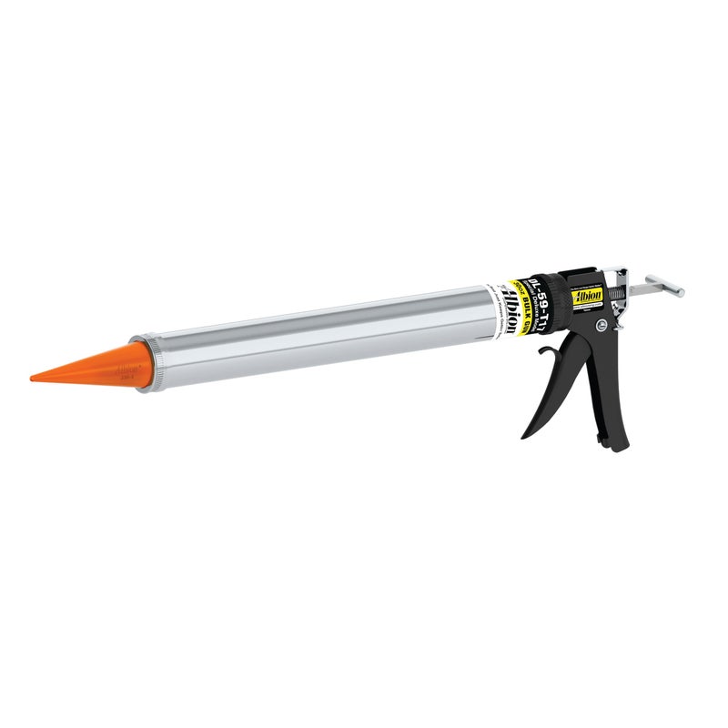 Albion Engineering Company DL-59-T17 Professional Line Special Deluxe Manual Bulk Caulking Gun with Metal Nozzle, Metal Adapter & 3 Orange Cone Nozzles, 30 oz - Image 1